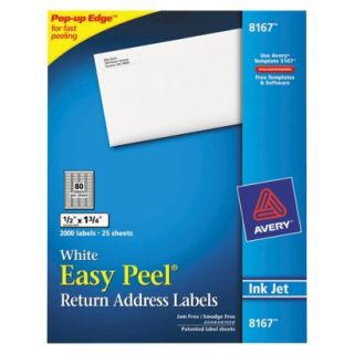 Avery 1/2 x 1 3/4 Inkjet Easy Peel Return Address Labels   White (2000 Per Pack)