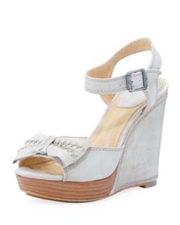 Alexa Leather Bow Wedge, Cement