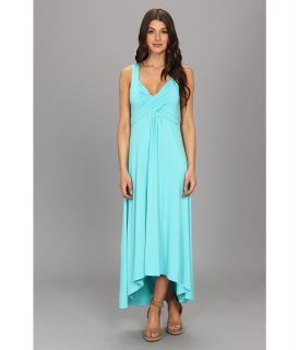Mod o doc Cotton Modal Spandex Jersey Shirred Crossover Hi Low Dress Womens Dress (Blue)