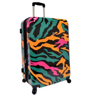 Travelers Choice Colorful Camouflage 29 inch Hardside Expandable Spinner Luggage (Orange/ green/ pink/ blackWeight: 10 poundsPacking compartment features a center pocketFully lined imprinted interior with zippered compartmentMultiple stage retractable 2 t