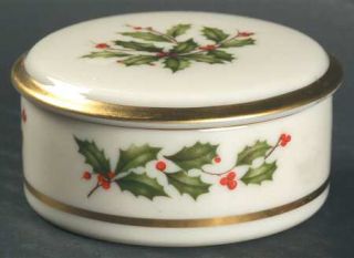 Lenox China Holiday (Dimension) Round Box with Lid, Fine China Dinnerware   Dime