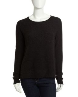 Waffle Knit Cashmere Blend Sweater, Heather Carbon