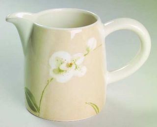 Crate & Barrel China Orchid Creamer, Fine China Dinnerware   White Flowers, Beig