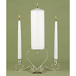 Basic White Unity Candle Set (WhiteIncludes: One (1) unity candle, two (2) taper candlesUnity candle dimensions: 9 inches tall x 3 inches in diameterTaper candle dimensions: 10 inches tall Materials: Paraffin wax Suggested uses: Wedding Model: 95075 )