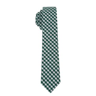 Skinny Tie Madness Mens Green Gingham Plaid Skinny Tie