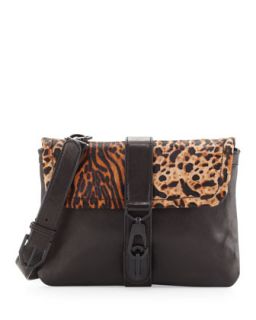 Goldie Leopard Print Flap Crossbody Bag, Leopard