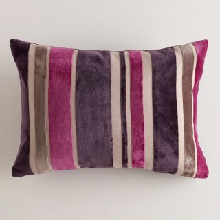 Fig and Coconut Stripe Velvet Lumbar Pillow   World Market