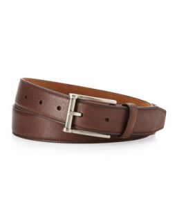 Pebbled Leather Belt, Dark Brown