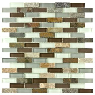 Somertile Reflections Subway Tundra Glass/stone Mosaic Tile (pack Of 10)