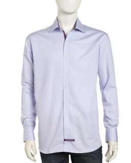 Long Sleeve Plaid Button Front Poplin Dress Shirt, Lilac