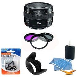 Canon EF 50mm F/1.4 USM Lens 2515A003 w/ Filter Kit, Hood & Cleaning Kit