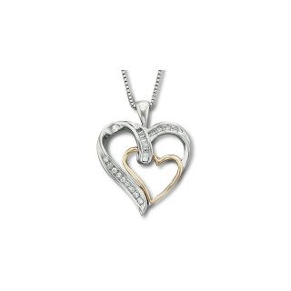 1/8 CT. T.W. Diamond Heart Pendant, 925+14kt 1/8ct, Womens