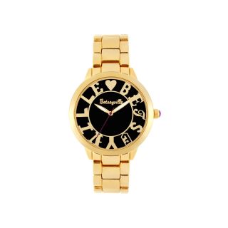 BETSEYVILLE Womens Logo Dial Bracelet Watch, Black/Gold
