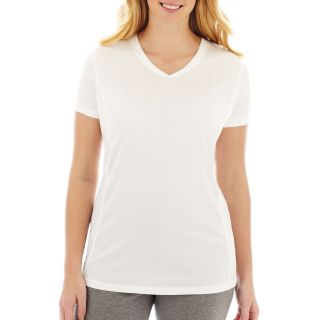 Made For Life Short Sleeve Seamed Mesh Tee   Plus, White, Womens