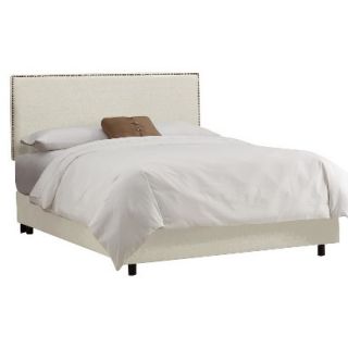 Skyline Full Bed: Skyline Furniture Arcadia Nailbutton Border Linen Bed   Talc