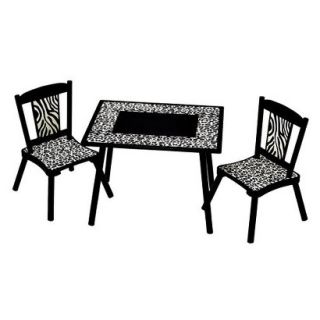 Kids Table and Chair Set: Levels of Discovery Black Wild Side Table & 2 Chair St