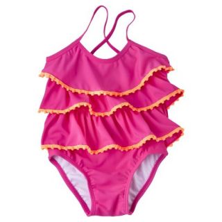 Circo Infant Toddler Girls Ruffle 1 Piece Swimsuit   Pink 5T