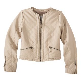Xhilaration Juniors Quilted Faux Leather Jacket  Cream L