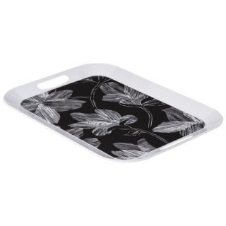 Room Essentials Floral Tray   White/Black