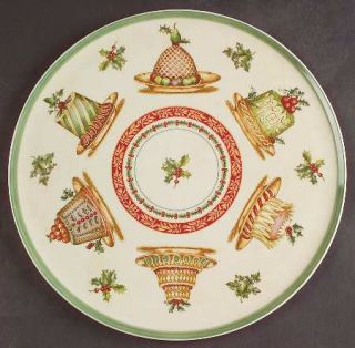 Villeroy & Boch Festive Memories Cake Plate, Fine China Dinnerware   Red/Green R