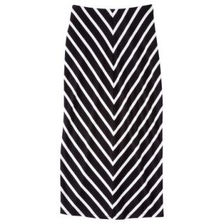 Mossimo Womens Knit Midi Skirt   Black/White V Stripe XXL