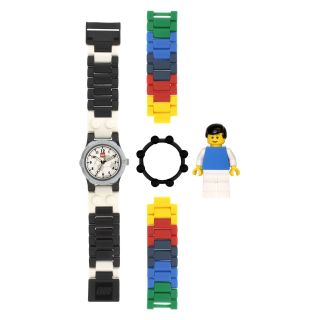 Lego Kids Black & White Minifigure Watch Set, Boys