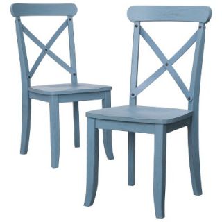 Dining Chair: French Country X Back Dining Chair   Teal (Set of 2)