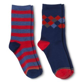 Signature GOLD by GOLDTOE Boys 2 Pack Casual Crew Socks   Assorted Red/Blue S