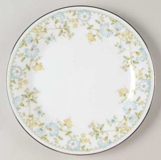 Noritake Flourish Salad Plate, Fine China Dinnerware   Blue/Yellow Flowers Benea
