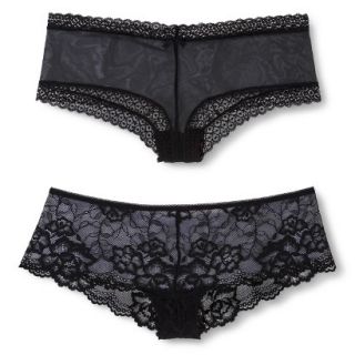 Gilligan & OMalley Womens 2 Pack Lace Tanga   Black S