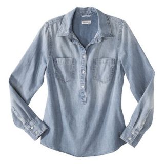 Merona Petites Long Sleeve Denim Shirt   Blue XSP