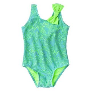 Circo Infant Toddler Girls Heart 1 Piece Swimsuit   Turquoise 9 M