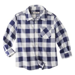 Cherokee Infant Toddler Boys Plaid Button Down Shirt   Black 12 M