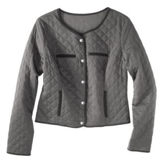 Merona Womens Quilted Bomber Jacket   Molten Lead/Black   M