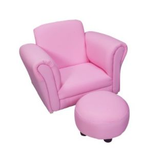 Kids Glider and Ottoman Set: Childrens Pink Upholstered Rocking Chair and