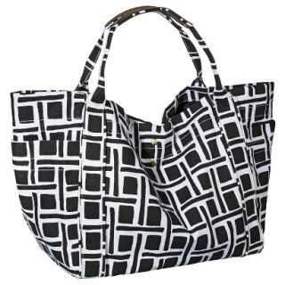 Merona Geometric Tote Beach Handbag   Black/White