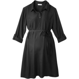 Merona Maternity Rolled Sleeve Shirt Dress   Black XXL