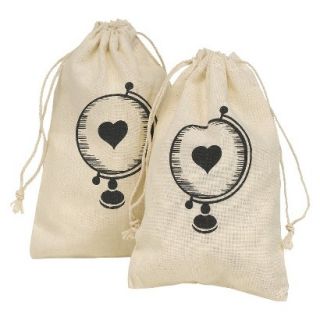 Heart and Globe Favor Bags