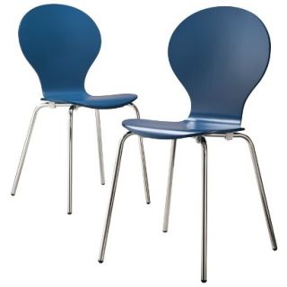Dining Chair: Modern Stacking Chair   Blue   Set of 2