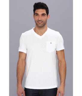 Kenneth Cole Sportswear Woven Trim V Neck Knit Mens T Shirt (White)
