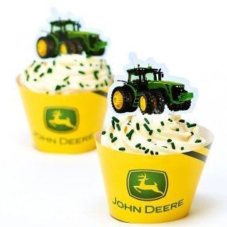 John Deere Tractor Cupcake Wrappers and Picks
