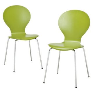 Dining Chair: Modern Stacking Chair   Green   Set of 2