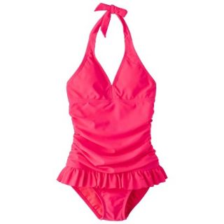 Girls 1 Piece Skirted Swimsuit   Coral M