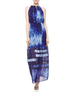 Rain Print Chiffon Maxi Dress, Rhapsody