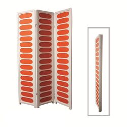 White And Orange Wood 3 panel Screen Room Divider