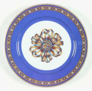 Hermes Cocarde De Soie Large Dinner Plate, Fine China Dinnerware   Blue Border W