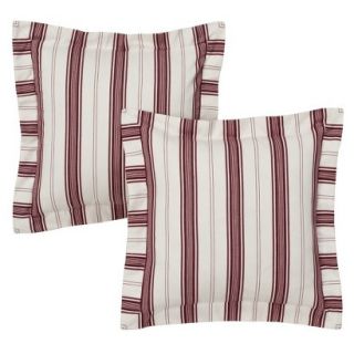 Kitchen Stripe Pillow Pillow Pair Slipcover   Red/White (16x16)