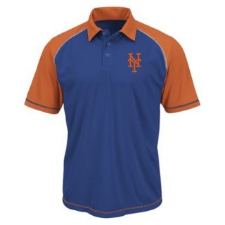 MLB Mens New York Mets Synthetic Polo T Shirt   Blue/Orange (S)