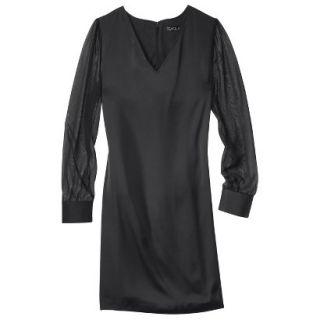 TEVOLIO Womens Shift Dress w/Sheer Sleeve   Black   2
