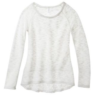 Xhilaration Juniors High Low Sweater with Crochet Trim   White S(3 5)